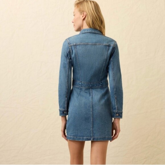 Faherty Michelle Denim Organic Cotton Dress Sea Bright Wash NWT Size 4 - Picture 3 of 8